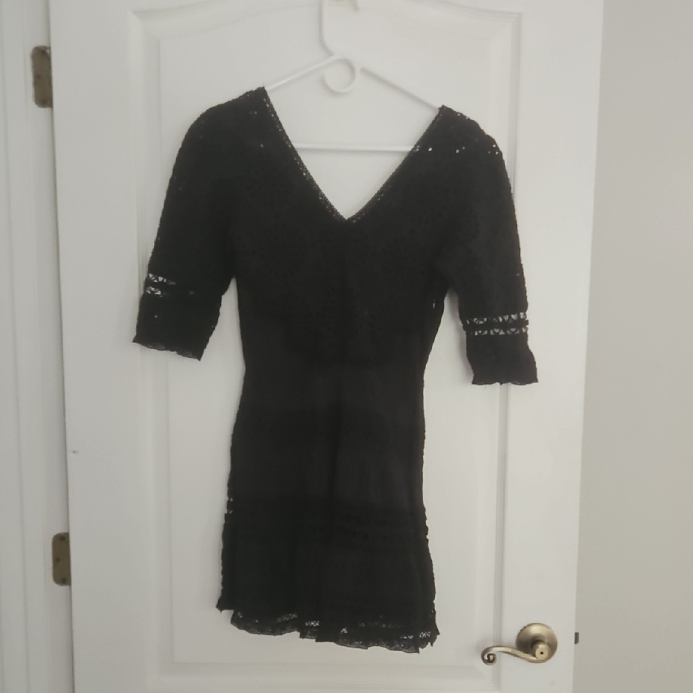 Love Shack Fancy Elegant Black Lace Dress